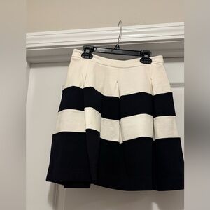 Express Black and Cream Striped Skater Skirt